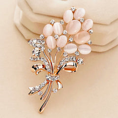 Golden Flower Bouquet Brooch Corsage Scarf Clips Pins Brooches