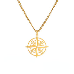 Compass Arrow Pendant Necklace Stainless Steel Men Women Travel Jewelry