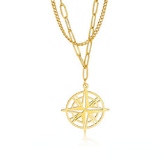 Compass Arrow Pendant Necklace Stainless Steel Men Women Travel Jewelry