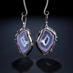 Personality Drop Earrings Inlaid Synthetic Gems Statement Hook Earrings