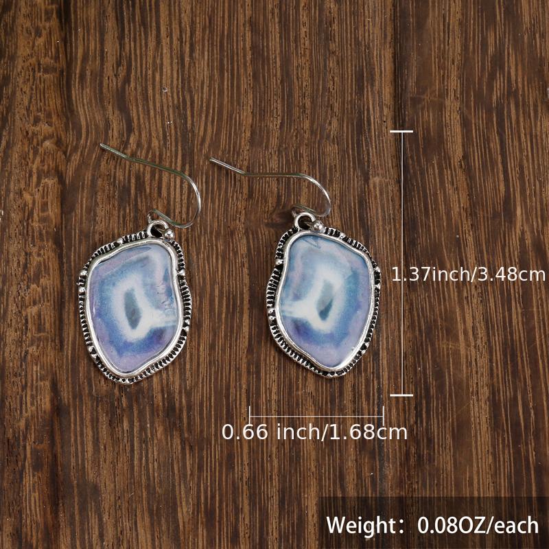 Personality Drop Earrings Inlaid Synthetic Gems Statement Hook Earrings