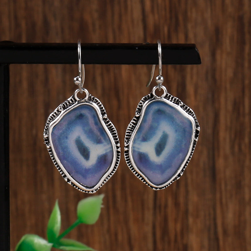 Personality Drop Earrings Inlaid Synthetic Gems Statement Hook Earrings