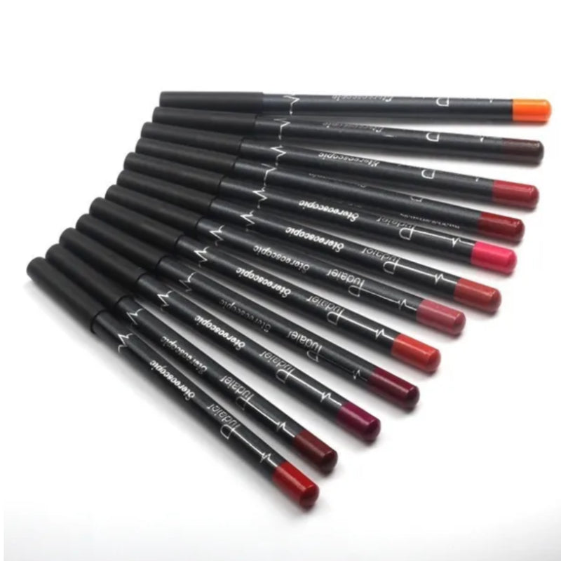 Pudaier Lip Liner Waterproof Long Lasting Crayon 12 Colors