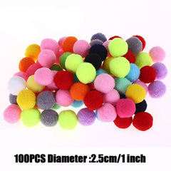 100pcs Mixed Size Pompoms Soft Fluffy Plush Crafts Pom Poms Ball Furball Sewing