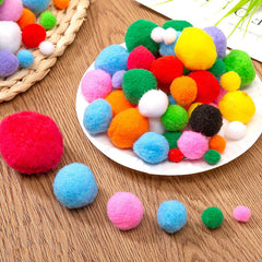 100pcs Mixed Size Pompoms Soft Fluffy Plush Crafts Pom Poms Ball Furball Sewing