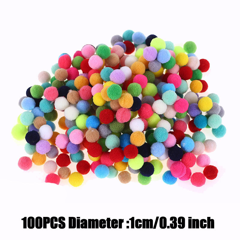 100pcs Mixed Size Pompoms Soft Fluffy Plush Crafts Pom Poms Ball Furball Sewing