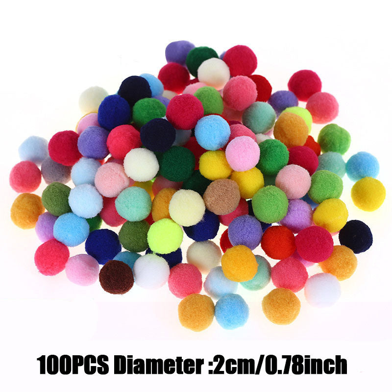 100pcs Mixed Size Pompoms Soft Fluffy Plush Crafts Pom Poms Ball Furball Sewing