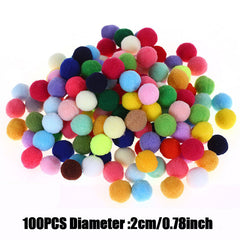 100pcs Mixed Size Pompoms Soft Fluffy Plush Crafts Pom Poms Ball Furball Sewing