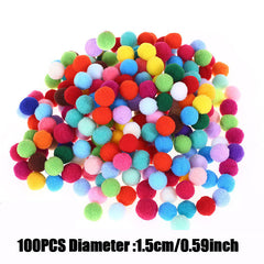 100pcs Mixed Size Pompoms Soft Fluffy Plush Crafts Pom Poms Ball Furball Sewing