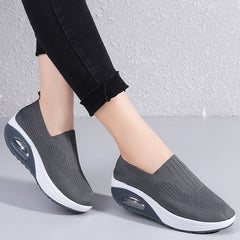 Mesh Air Cushion Running Sneakers Height Increased Slip On Sports Shoes Women's
