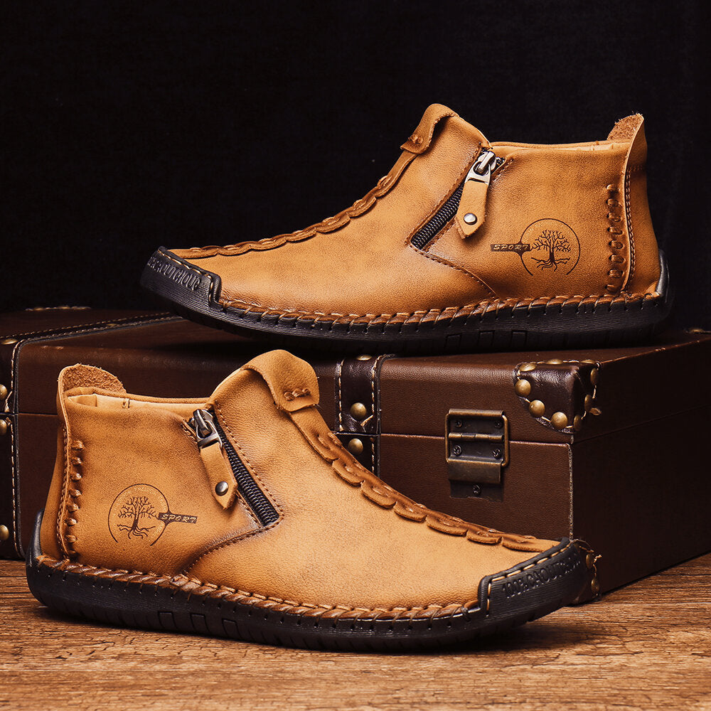 Men's High Top Zipper Boots Outdoor Casual Walking Shoes