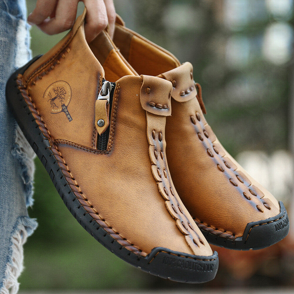Men's High Top Zipper Boots Outdoor Casual Walking Shoes