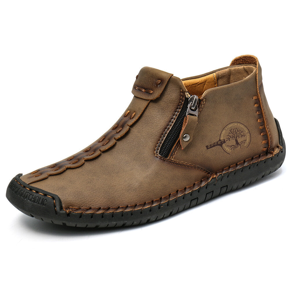Men's High Top Zipper Boots Outdoor Casual Walking Shoes