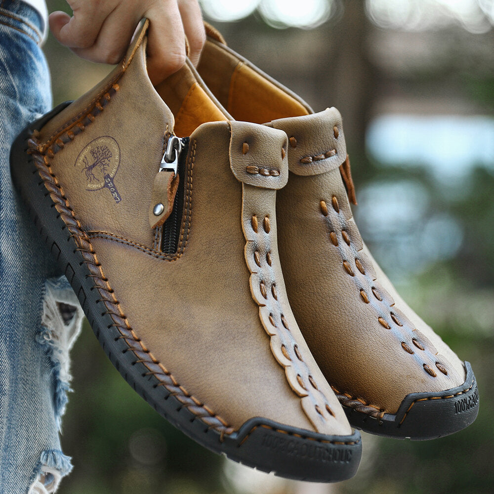 Men's High Top Zipper Boots Outdoor Casual Walking Shoes