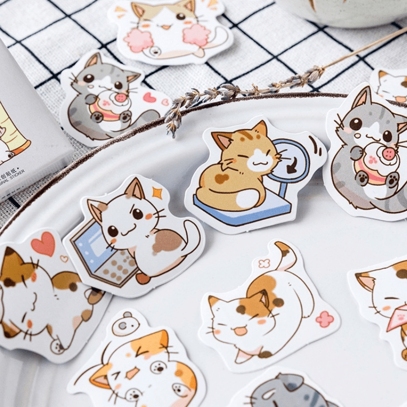 45pcs Cat Decorative Stickers for Diaries & School Supplies