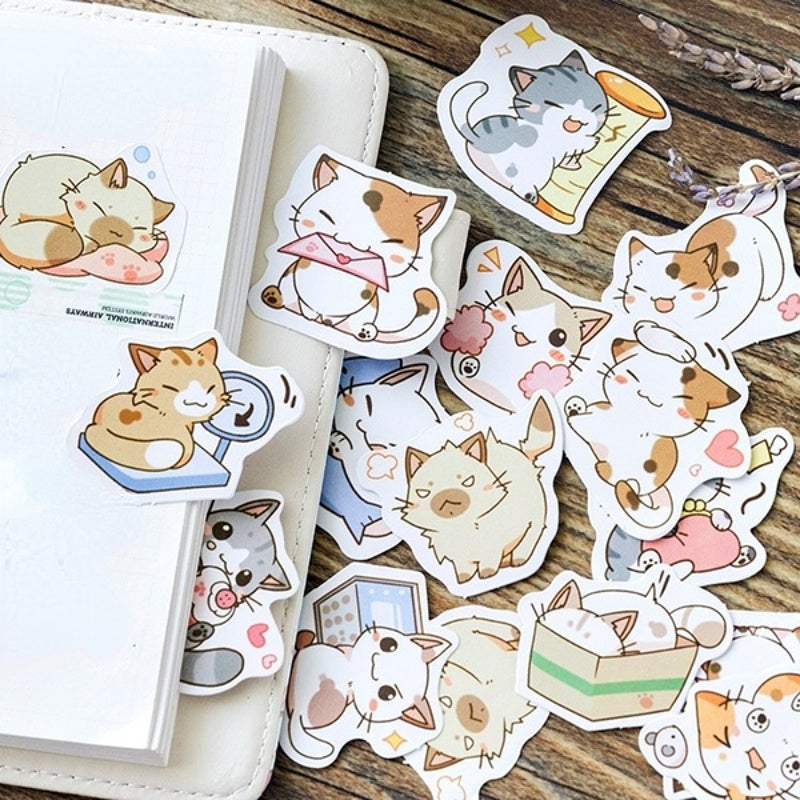 45pcs Cat Decorative Stickers for Diaries & School Supplies