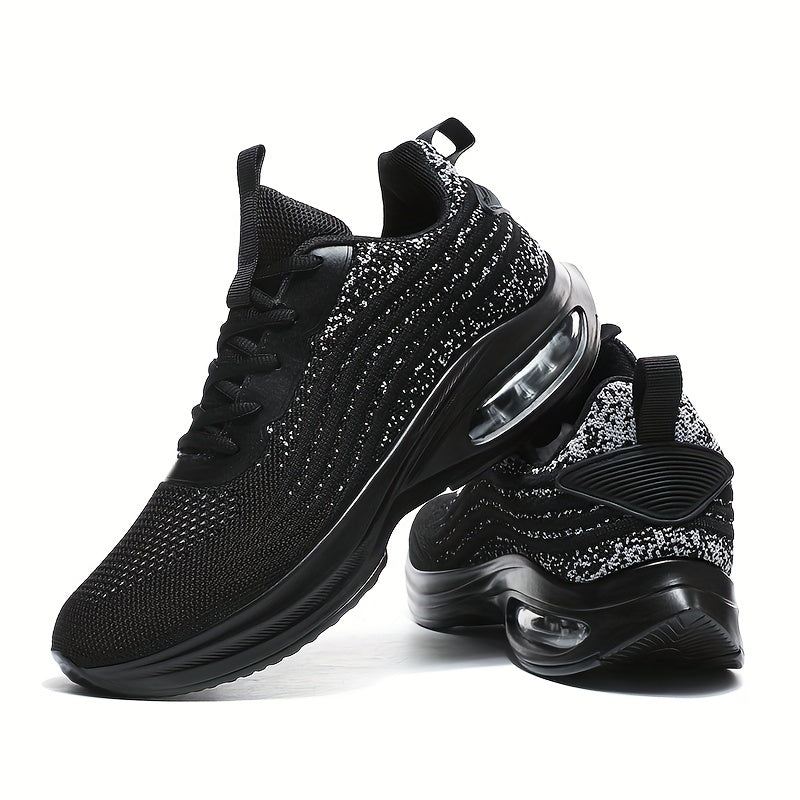 Men's Knit Air Cushioned Lace Up Casual Shoes Lightweight Non Slip Sneaker