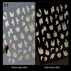 Glitter Golden French Nail Stickers Sparkly 3D Curve Stripe Nail Decals