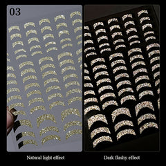 Glitter Golden French Nail Stickers Sparkly 3D Curve Stripe Nail Decals
