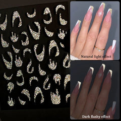 Glitter Golden French Nail Stickers Sparkly 3D Curve Stripe Nail Decals