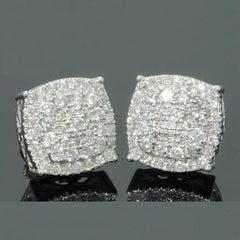 Micro Pave Zircon Stud Earrings 925 Silver Plated Unisex