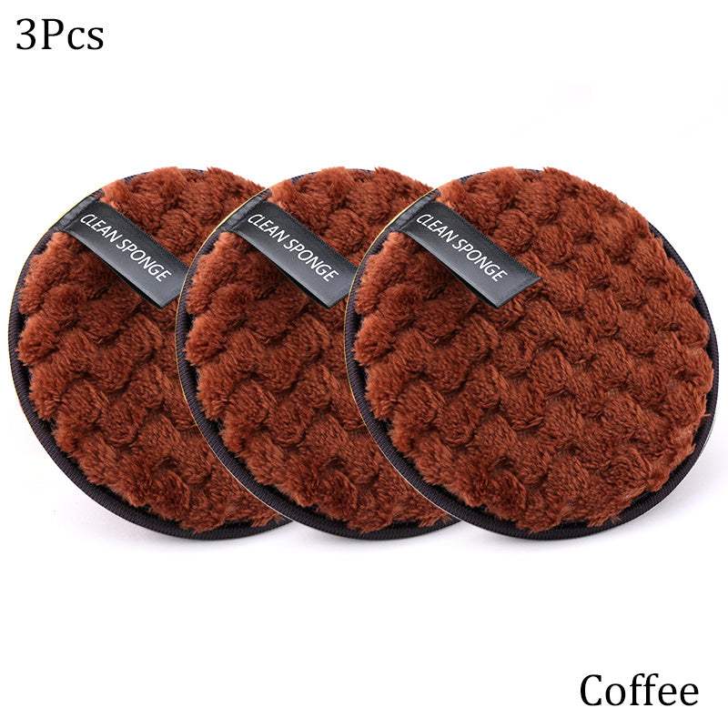3pcs Reusable Makeup Puffs Microfiber Towels Double Sided Gentle Makeup Removal