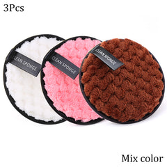 3pcs Reusable Makeup Puffs Microfiber Towels Double Sided Gentle Makeup Removal