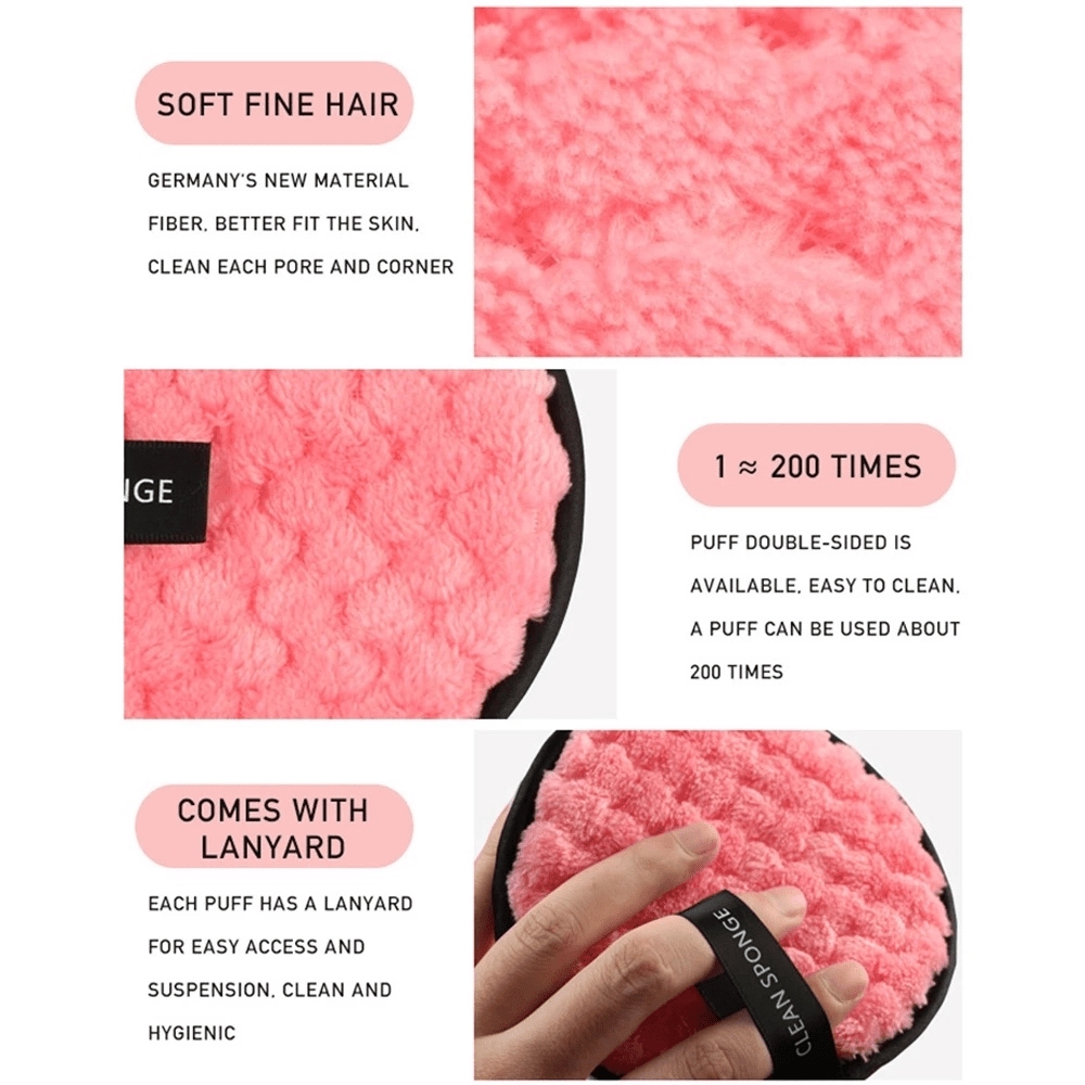 3pcs Reusable Makeup Puffs Microfiber Towels Double Sided Gentle Makeup Removal