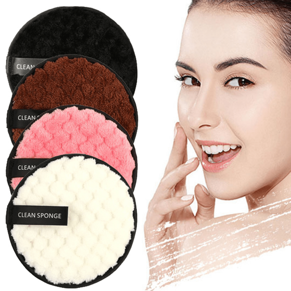 3pcs Reusable Makeup Puffs Microfiber Towels Double Sided Gentle Makeup Removal