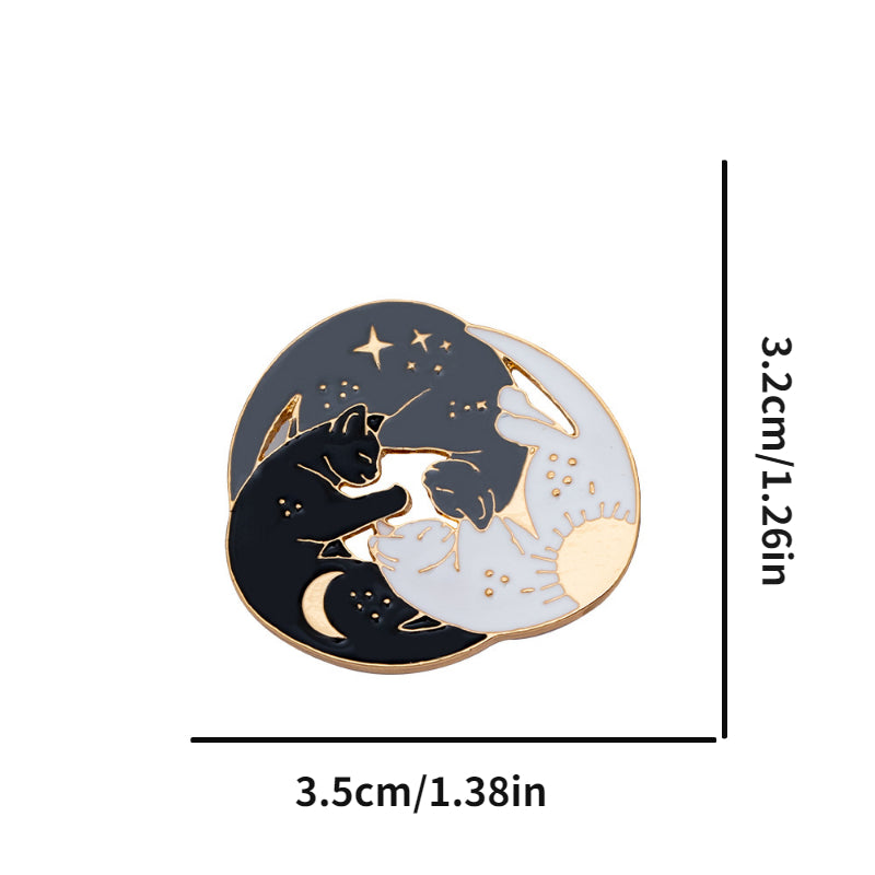 Cat Brooch Set - Sun Moon Stars Cats