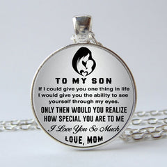 Mom To Son Keychain Necklace Pendant Vintage Bag Keyring Ornament