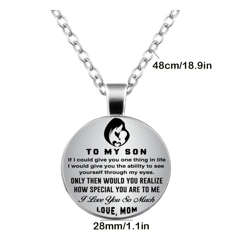 Mom To Son Keychain Necklace Pendant Vintage Bag Keyring Ornament