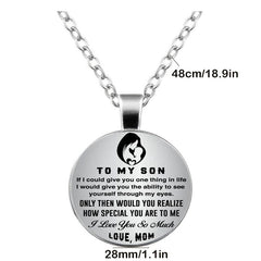Mom To Son Keychain Necklace Pendant Vintage Bag Keyring Ornament