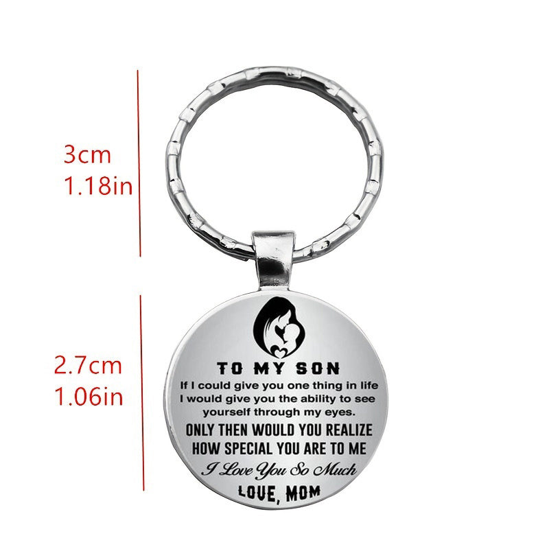 Mom To Son Keychain Necklace Pendant Vintage Bag Keyring Ornament