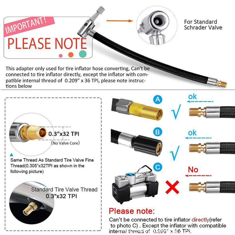 20 7 87 23 62in Tire Air Inflator Hose Inflatable Tube Hose Inflator Connection