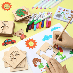 20pcs Montessori Wooden Drawing Stencils for DIY Painting