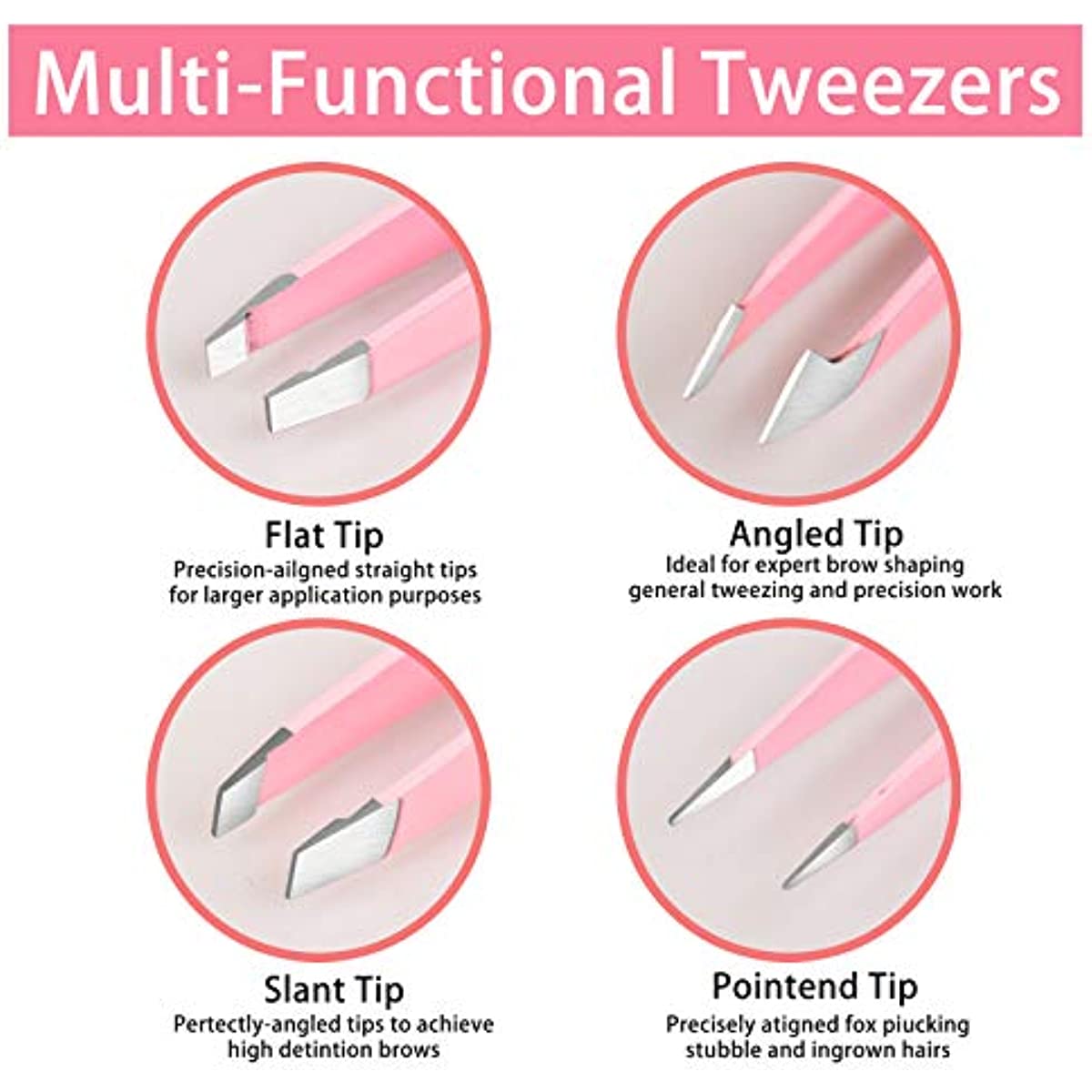 4pc Stainless Steel Tweezers Set for Precision Hair Removal