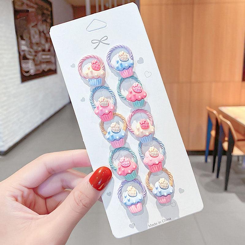 10pcs Baby Girls Flowers Ice cream Bow Knot Hair Ties Hair Accessories