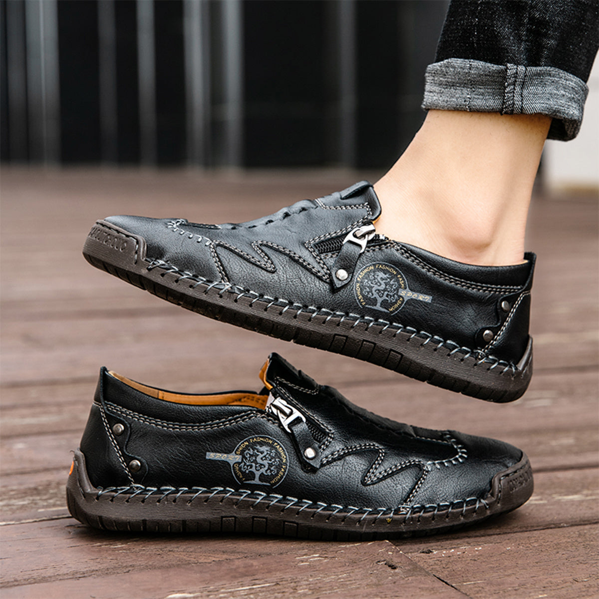 Men's Zipper Loafer Shoes Assorted Colors