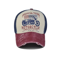 Motorcycle Graffiti Washed Baseball Cap Men Print Cotton Snapback Caps