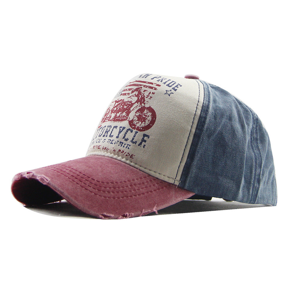 Motorcycle Graffiti Washed Baseball Cap Men Print Cotton Snapback Caps