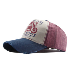 Motorcycle Graffiti Washed Baseball Cap Men Print Cotton Snapback Caps