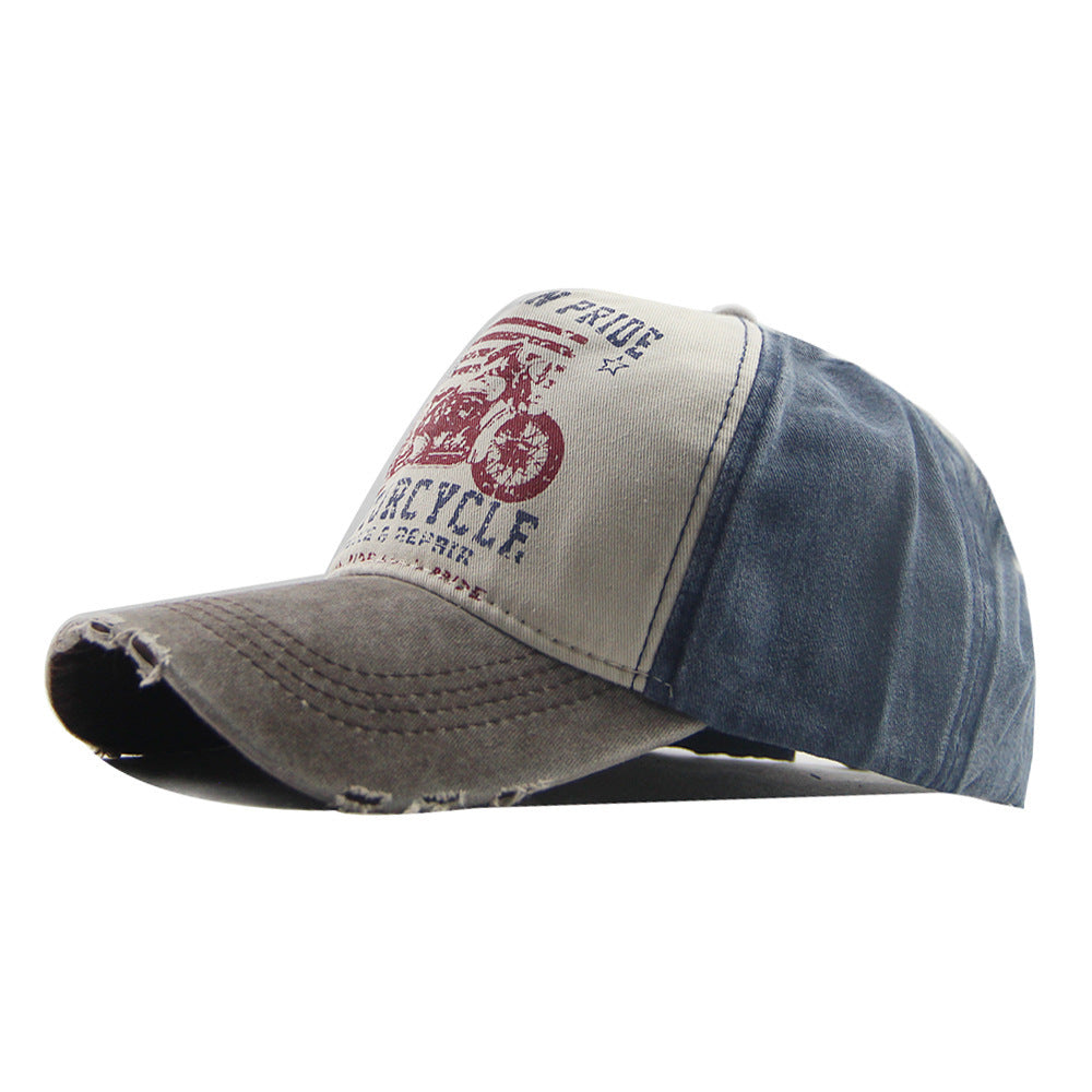 Motorcycle Graffiti Washed Baseball Cap Men Print Cotton Snapback Caps