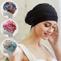 Flowers Printed High Elastic Swimming Cap for Men & Women
