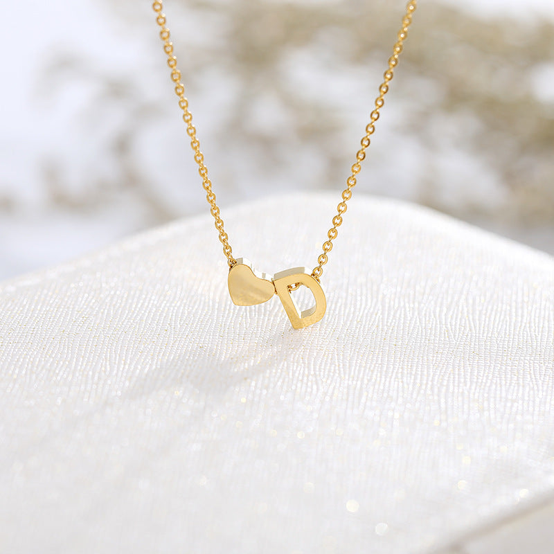 Heart Initial Necklace A Name Pendant Love Jewelry Gift