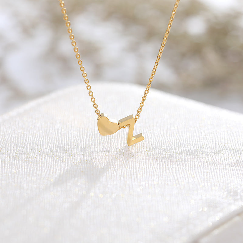 Heart Initial Necklace A Name Pendant Love Jewelry Gift