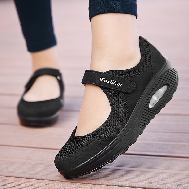 Women's Air Cushion Mesh Sneakers Hook & Loop Sports Shoes