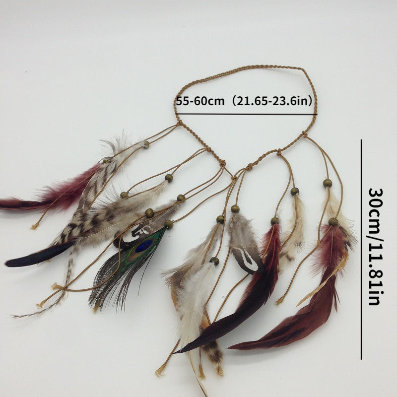 Bohemia Style Feather Headband Adjustable Decorative Headwear