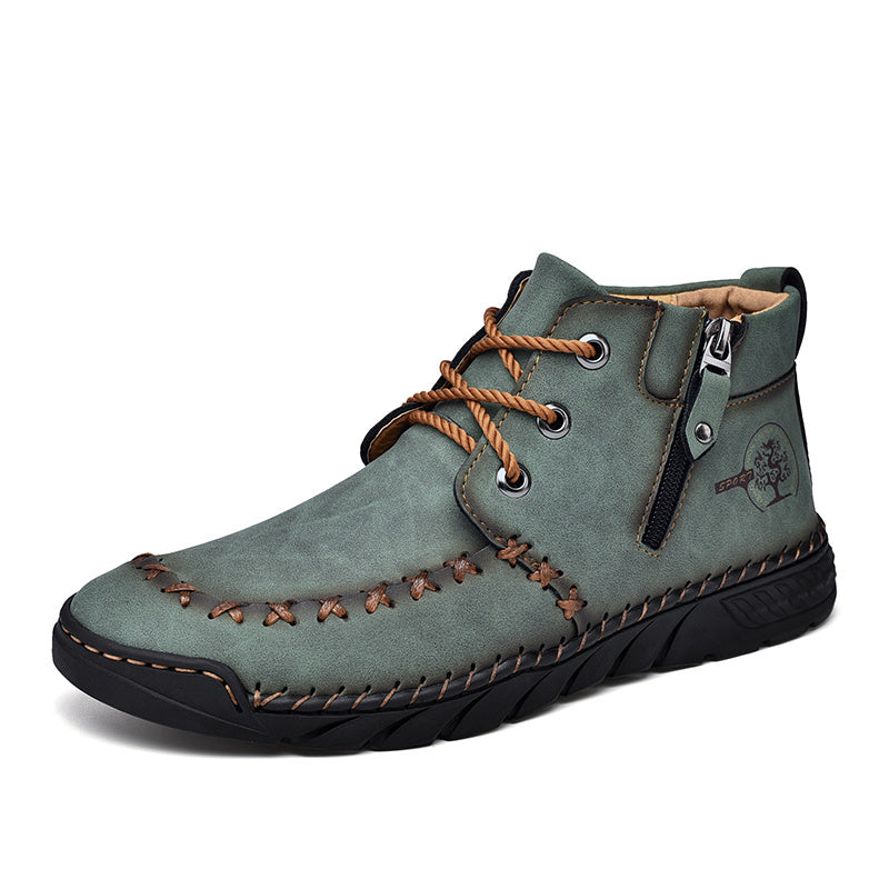 Men's Stitched Casual Ankle Boots Microfiber Walking Shoes