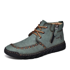 Men's Stitched Casual Ankle Boots Microfiber Walking Shoes